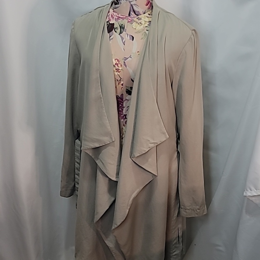 CAROLINA BELLE Waterfall Front Open Side Slit Trench 100% TENCEL Coat Lightweigh